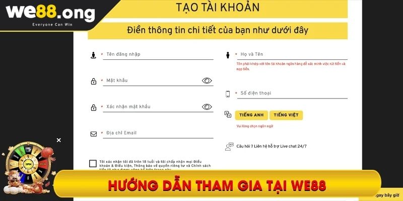 Điền kỹ thông tin tài khoản đăng ký KUBET